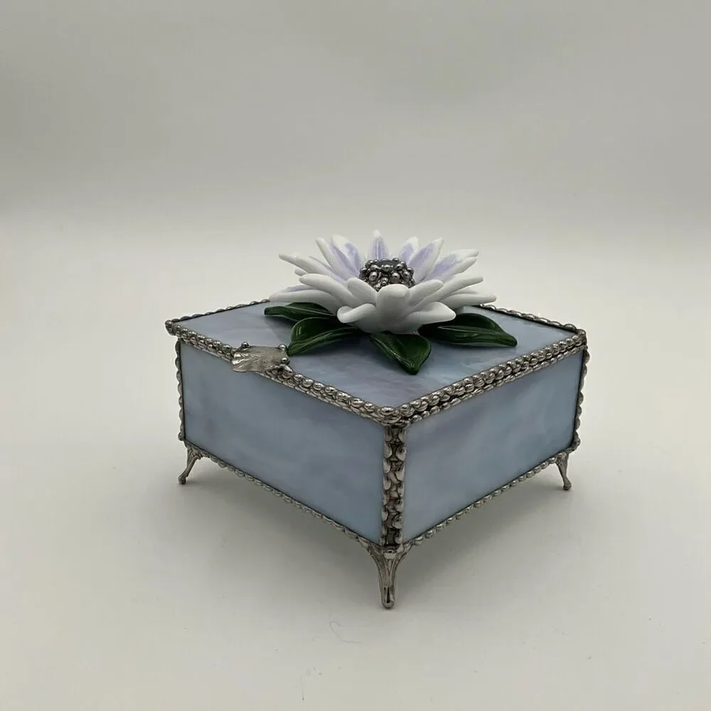 HANDCRAFTED Stained Glass Jewelry Box Keepsake Box